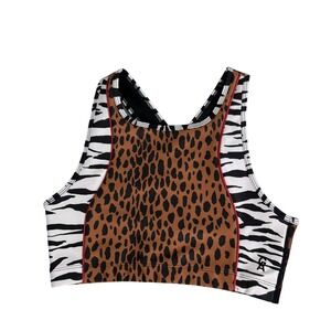 Good American Animal Print Sports Bra Leopard Zebra Size 3 Performance Gym Yoga